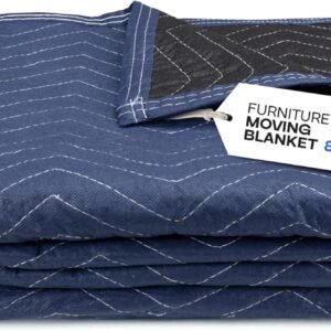 IDL Packaging Large Moving Blanket 80" x 72", Blue/Black Color (Pack of 6) - Heavy-Duty Furniture Pad for Moving & Wrapping - Thick Packing Blanket for Furniture Protection - Padded Mover Cover