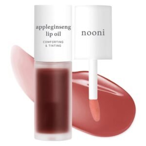 NOONI Korean Lip Oil - Appleginseng | Lip Stain, Long-Lasting, Moisturizing, Plumping, Revitalizing for Dry Lips, Waterproof, No Peel Off, Korean Lip Tint, Stocking Stuffers, Cute Things, 0.12 Fl Oz