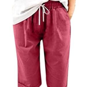 Shorts for Women 2025 Summer Drawstring Elastic Waist Bermuda Shorts Casual Loose Beach Knee Length Pants with Pockets