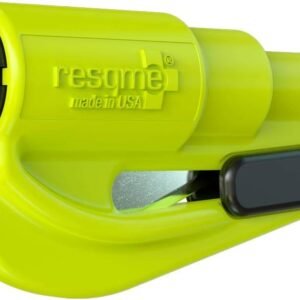 resqme The Original Emergency Keychain Car Escape Tool, 2-in-1 Seatbelt Cutter and Window Breaker, Made in USA, Yellow - Compact Emergency Hammer