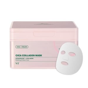 VT COSMETICS CICA Collagen Daily Mask 30 Sheets, 300Da Low Molecular Collagen for Skin Elasticity, Hydrating & Firming, Pink Collagen Essence, Korean Face Mask