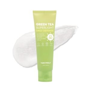 TONYMOLY Green Tea Korean Sunscreen SPF 50 – Non-Greasy Broad Spectrum Face Sunscreen with Niacinamide, Panthenol & Hyaluronic Acid, Travel Size 50ml