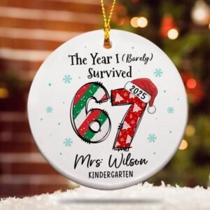 Custom Name 67 Acrylic Ornament 2025, Funny Teen Ornaments, Viral Trend Six Seven Meme Gift for Teacher, Personalized Keepsake for Kids GenZ