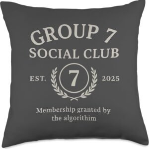 Group 7 Social Club Crest Est 2025 Algorithm Video Chic Throw Pillow