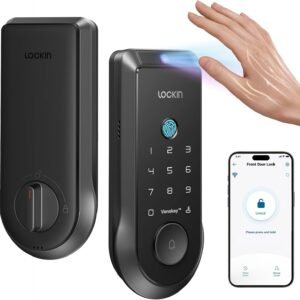 Lockin Veno Smart Deadbolt Lock with Palm Vein, Keyless Entry Smart Lock for Front Door with Doorbell, Fingerprint Lock with Built-in WiFi, App Remote Control, 7-Month Battery Life, IP65 Waterproof