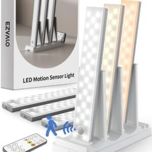 EZVALO 6-Pack Under Cabinet Lighting with Charging Station, 2000mAh Rechargeable Wireless Motion Sensor Lights, 3 Color Temps, Dimmable, Timer, Magnetic, with Remote Control for Kitchen, Closet, Stair