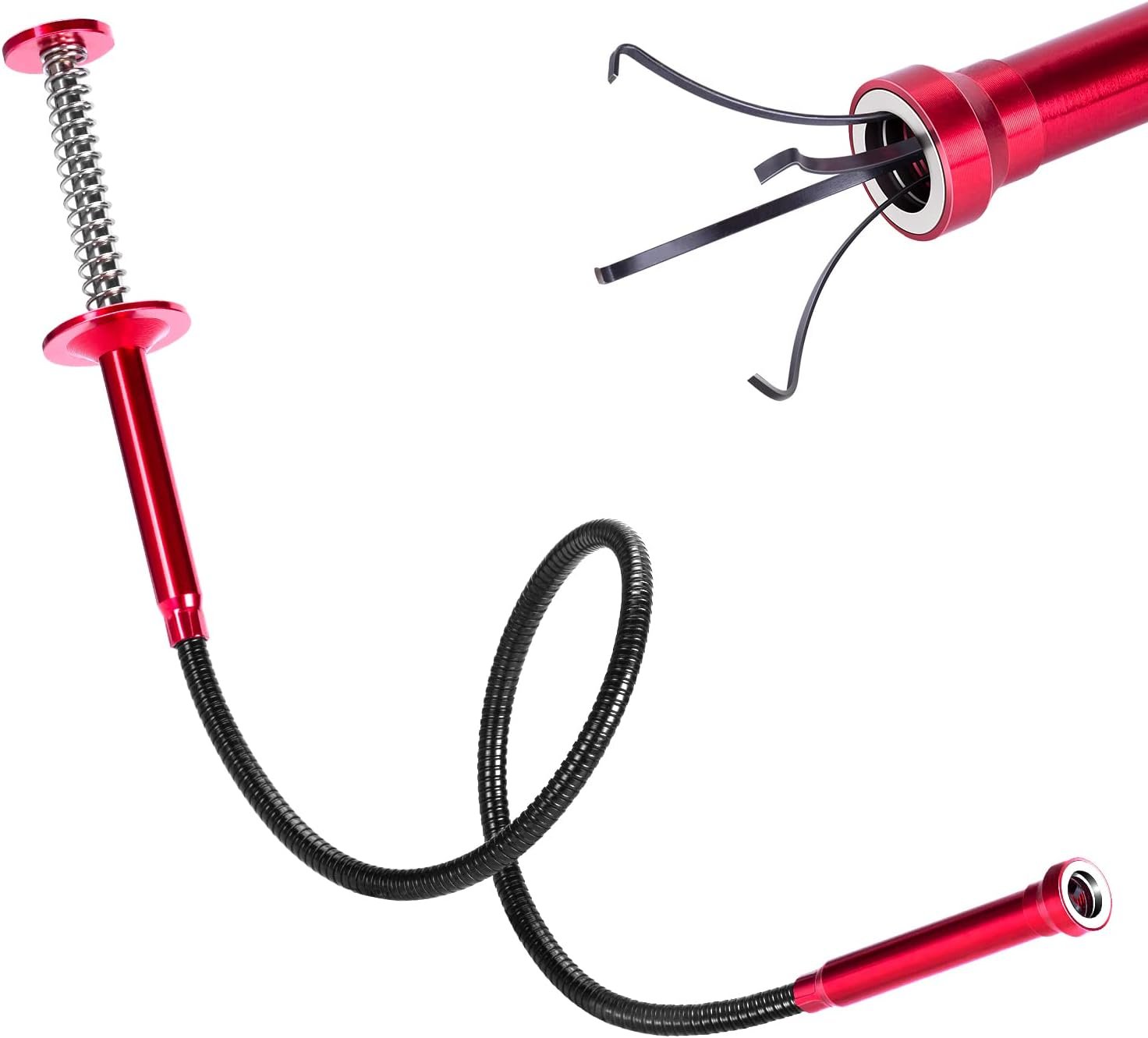 Bendable Flexible Magnetic Pickup Tool, 24'' Four Claw Grabber Tool, Accurate Pick Up In Narrow Space for Engine Bay/Home Sink/Drain/Earring/Keys/Metal Objects (Magnetic orientation)