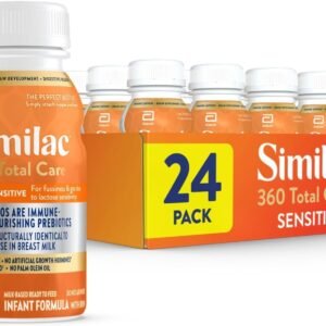 Similac 360 Total Care Sensitive Infant Formula for Fussiness & Gas Due to Lactose Sensitivity, Has 5 HMO Prebiotics, Baby Formula, Ready to Feed, 8-fl-oz Bottle, Pack of 24