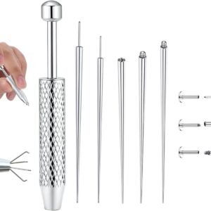 Piercing Taper Ball Grabber Tool for Changing Jewelry - 14G 16G 18G 20G Stainless Steel Flat Back Earrings Applicator Tool Threadless Insertion Pin Thread Body Piercing Kit for Ear Nose Lip