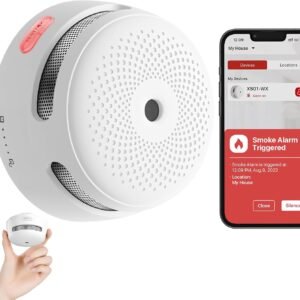 X-Sense Smart Smoke Detector Fire Alarm with Replaceable Battery, Wi-Fi Smoke Detector, Real-Time App Notifications, XS01-WX, 1-Pack
