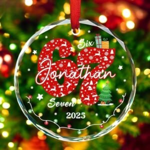Funny “Six Seven” Glass Ornament Christmas 2025, Personalized 67 Meme Ornament, Viral Humor Gift for Family Friends, Trendy 67