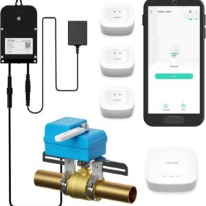 YoLink DIY Automatic Water Leak Detection & Shut-Off Starter Kit, EVO Valve Operator, Wireless Valve Controller, (3) Leak Sensors, Hub