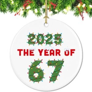 2025 The Year 6 7 Christmas Ornament Funny Gen Alpha Slang Meme Decor Cool Gen Z Tree Decoration Viral Trendy Six Seven Gift Idea for Teens Adults Youth Holiday Ornament Funny Saying Décor