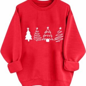Christmas Shirts for Women Long Sleeve Crewneck Fleece Lined Winter Clothes Womens Sweatshirts Festival Outfits