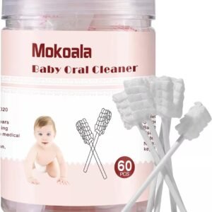 60Pcs Baby Tongue Cleaner, Baby Toothbrush, Disposable Infant Mouth Cleaner, Soft Gauze Toohthbrush Toddler Oral Cleaning Stick Dental Care for 0-36 Month Newborn