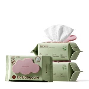 Bc Babycare Cloud Moist Baby Wipes, Thick & XL, 99% Water, Ultra-Hydrating, Unscented, Hypoallergenic for Sensitive Skin, Biodegradable, 3 Flip-Top, 240 Count