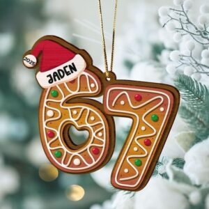 Custom Name 6-7 Christmas Ornament – 2025 Viral Meme Round Ceramic Collectible, Gen Z/Alpha Tree Hanging Keepsake (DS11)