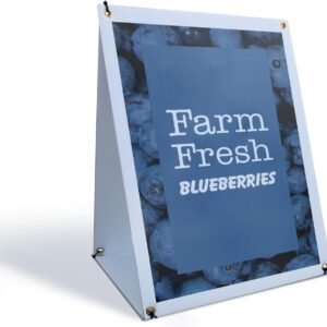 Farm Fresh Blueberries Sidewalk Sign 18 Inch x 24 Inch A-Frame Images On Both Sides | Sweet Berries, Farmer’s Market, Seasonal Offers | Made in USA