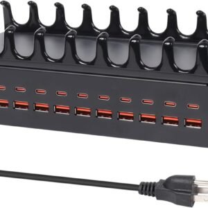 300W Charging Station for Multiple Devices - 24 Ports USB Fast Charging Station with Smart Power Delivery - Kindle, Phone, Tablet Charger Station for Home, Office, School