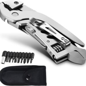 Multitool Wrench With 7 Tools/Pliers/Wire Cutter/Flat Screwdriver/Phillips Screwdriver/Portable Folding Multifunctional Adjustable Multi Purpose Stainless Steel Tool