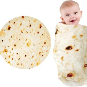 Tortilla Blanket, Baby Burritos Swaddle Blanket, Taco Blanket for Newborn Toddler, 285 GSM Soft Flannel Wearable Wrap Funny Gifts for Baby Shower Boy Girl 0-3 6 9 Months