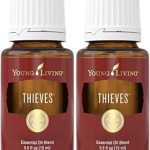 Young Living Thieves Essential Oil Blend 15ml, (Pack of 2) - Rosemary - Revitalized Breathing - Eucalyptus - Topically and Aromatically