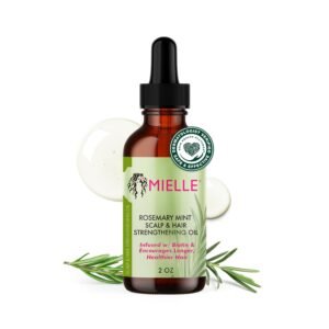 Mielle Organics Rosemary & Mint Hair Oil, Split Ends & Dry Scalp Treatment - Made with Biotin & Essential Oils for Strengthening, Soothing, Moisturizing & Encouraging Longer, Healthier Hair (2 Fl Oz)