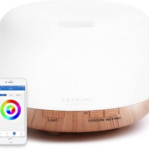 ASAKUKI Smart Wi-Fi Essential Oil Diffuser, App and Voice Control Compatible with Alexa, 500ml Aromatherapy Humidifier for Relaxing Atmosphere in Home Office Bedroom Gold