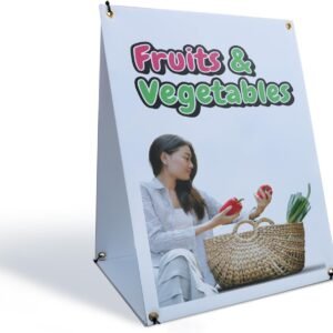 Fruits and Vegetables Sidewalk Sign 18 Inch x 24 Inch A-Frame Images On Both Sides | Fresh Produce, Local Farms, Seasonal Offers | Made in USA