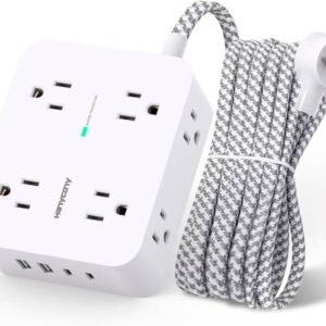 Surge Protector Power Strip - HANYCONY 8 Outlets 4 USB (2 USB C) Charging Ports, Multi Plug Outlet Extender, 5Ft Braided Extension Cord, Flat Plug Wall Mount Desk Charging Station for Home Office ETL