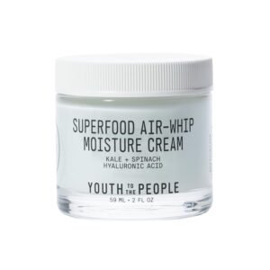 Youth To The People Superfood Air-Whip Moisture Cream - Kale + Green Tea Hyaluronic Acid Face Moisturizer, Smooths + Hydrates Up to 48HR with Dewy Glow, Non-Greasy Lightweight Gel, Non-comedogenic