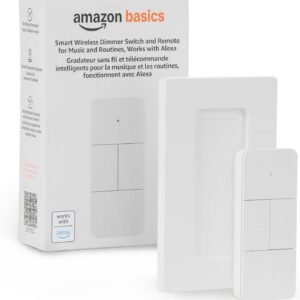 Amazon Basics Smart Dimmer Switch and Remote for Music and Routines, Compatible Echo Devices Required, Works with Alexa Only, No Wiring Required