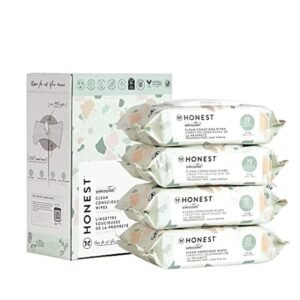 The Honest Company Clean Conscious Multi-Use Wipes Unscented Hypoallergenic Baby for Sensitive Skin 99% Water Plant-Based Compostable Geo Mood 288 Count