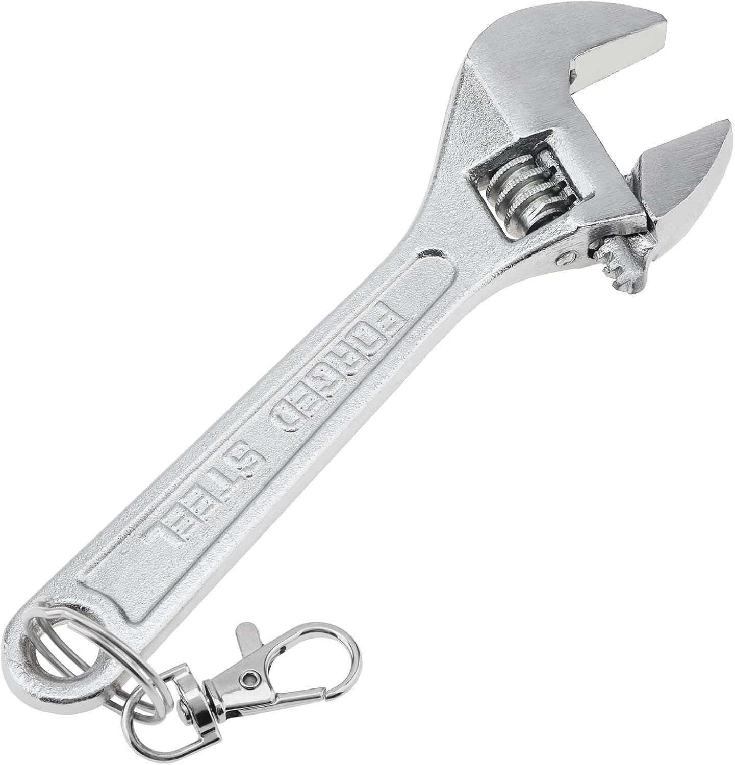 6 inch Mini Wrench Keychain, Stainless Steel Wrench Key Chain, Adjustable Keyring Spanner Keychain, Small Key Ring Tools for Men Women (Silver)