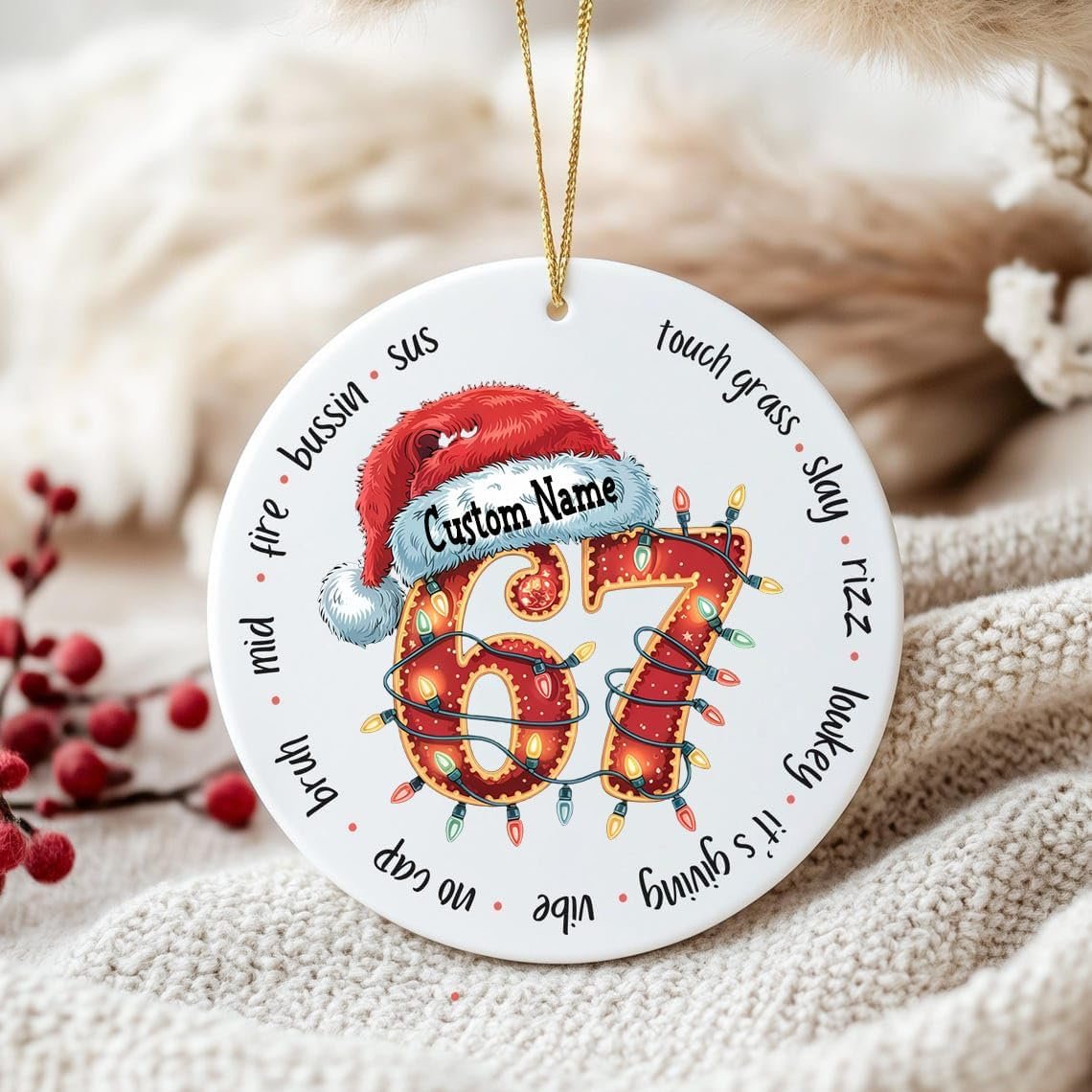 6 7 Santa Christmas, 67 Meme Ornament, Funny Viral 67 Christmas Ornament 2025, 2025 Slang Xmas, Funny TeenGift, 6 7 Meme, Teen Slang Ornament, Xmas Gag Gift, Tween Boy Tween Girl Holiday Decor A