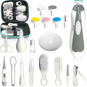 Baby Healthcare and Grooming Kit, Portable Baby Safety Care Set, Baby Essentials kit for Newborn (Grey White 20 in 1)