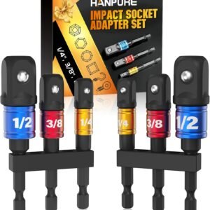 Impact Socket Adapter Set for Drill - Tools for Men Gadgets 1/4" 3/8" 1/2" Impact Grade Driver Bit Set Extension Bit with Holder Ratchet Wrench Nut Hex Drive Adapter Hand Power Accessories Cool Stuff