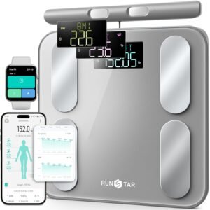 RunStar Digital Bathroom Scale for Body Weight, Body Fat, BMI 28 Measurements, Innovative 8-Electrode Smart Scales FSA&HSA Eligible with Voice Prompt Function High Accurate Bluetooth Weight Machine