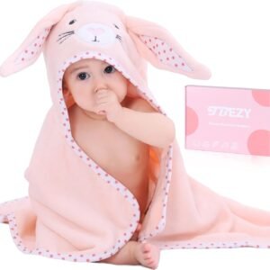 Baby Hooded Towel with Unique Animal Design Ultra Soft Thick Cotton Bath Towel for Newborn (Bunny)