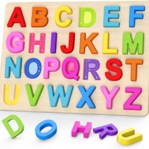 Alphabet Puzzles, Wooden Puzzles for Toddlers, ABC Shape Puzzles for Kids, Preschool Learning Activities, Gift for Girls Boys