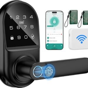 Smart keypad Door Lock with Handle，Fingerprint Keyless Entry Digital Lock with Built-in doorbell for Front Door,Bedroom,biometric Door knob,with Gateway Remote APP Control