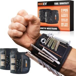 HIEEY 2 Pieces Magnetic Wristband for Holding Screws, Gifts for Men, Tool Belt Magnetic Wristband for Holding Screws, Cool Gadgets Christmas Gifts for Him Men Women Husband (Gift Box)