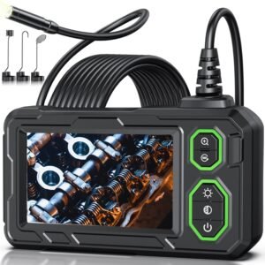 Endoscope Camera with Light, 4.3" Inspection Camera, 1920P HD Borescope with 8 LED Lights, IP67 Waterproof Snake Sewer Tools, 16.4ft Semi-Rigid Drain Endoscope Cool Gadget (Green)