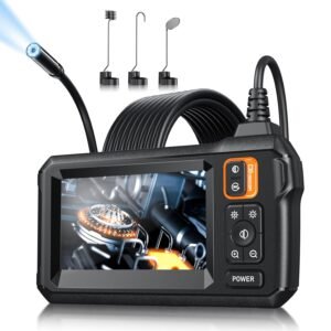 Endoscope Camera with Light, Inspection Borescope Camera with 4.3" IPS Screen, 1920P HD with 8 LED Lights, 16.5FT Semi-Rigid Cord Bore Scope, IP67 Waterproof Endoscope for Sewer, Tools(Orange)