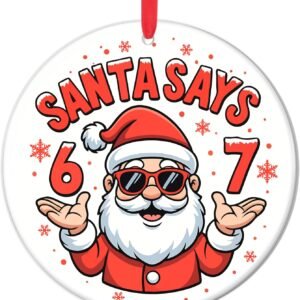 6 7 Ornament 2025, 67 Christmas Ornament, 67 Ornaments for Christmas Tree, Funny, 6 7 Kid, 6-7 Ornaments Gifts for Men, Husband, Teens, Teen Girls, Santa Says Six Seven Trendy Stuff (07-Santa 67)