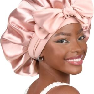 YANIBEST Silk Bonnet for Sleeping Women Adjustable Double Layer Satin Bonnet Reduce Friction Prevent Frizz Natural Curly Hair