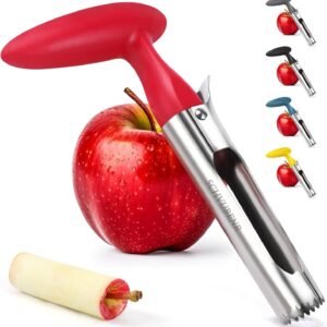SCHVUBENR Premium Apple Corer Tool - Easy to Use and Clean - Sturdy Apple Core Remover with Sharp Serrated Blades - Stainless Steel Corers for Apple and Pear - Core Fruits with Ease(Red)