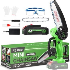 Saker Mini Chainsaw Cordless,6 Inch Chainsaw, Mini Electric Chainsaw Cordless Battery Powered,One-Hand Portable Chain Saw for Tree Trimming, Pruning&Wood Cutting,Christmas Gifts for Men Husband Father