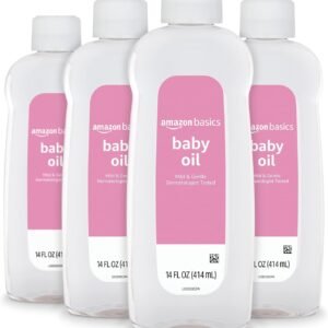 Amazon Basics Baby Oil, Mild & Gentle, Dermatologist Tested, 14 Fl Oz (Pack of 4) (Previously Solimo)