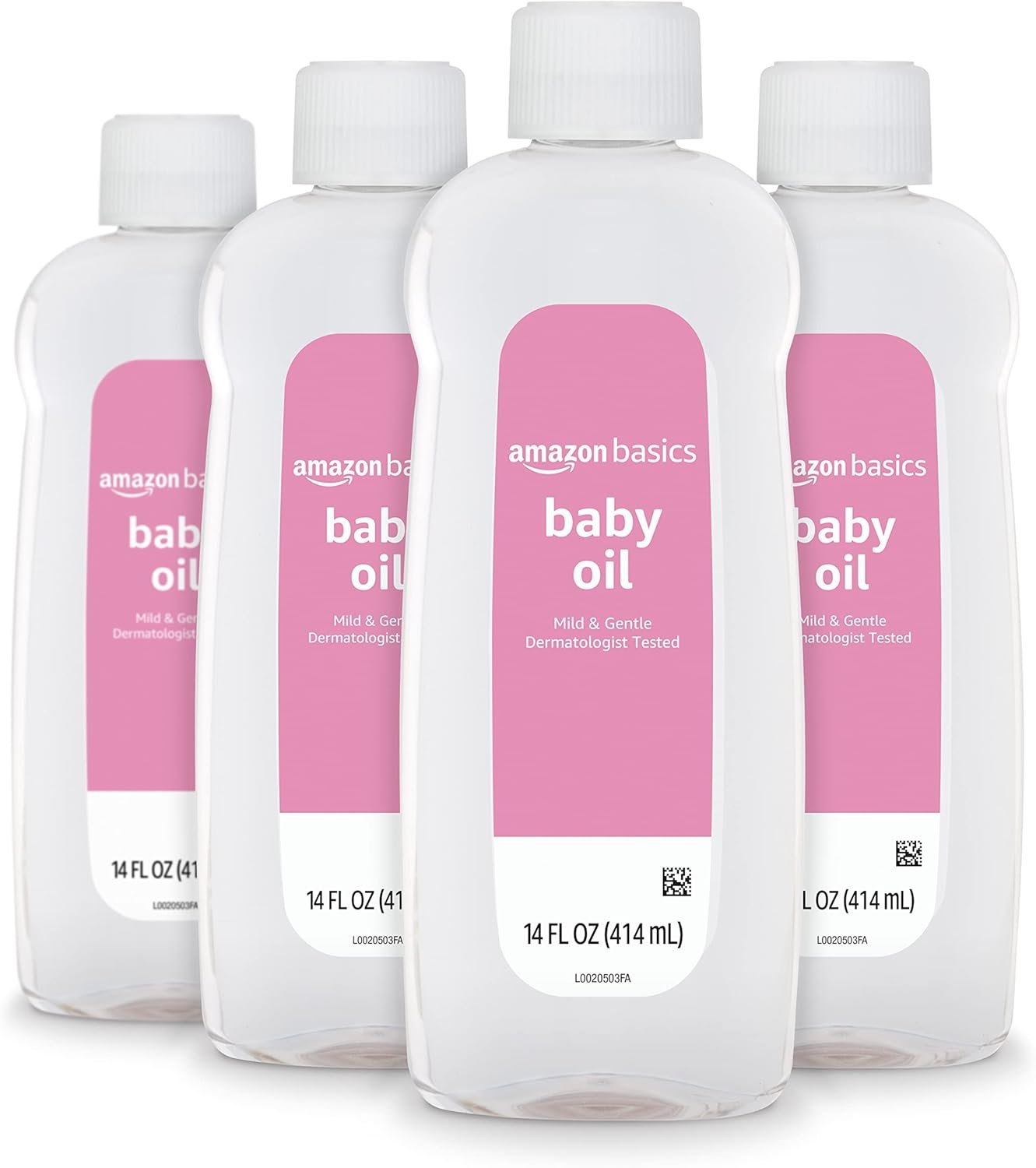 Amazon Basics Baby Oil, Mild & Gentle, Dermatologist Tested, 14 Fl Oz (Pack of 4) (Previously Solimo)
